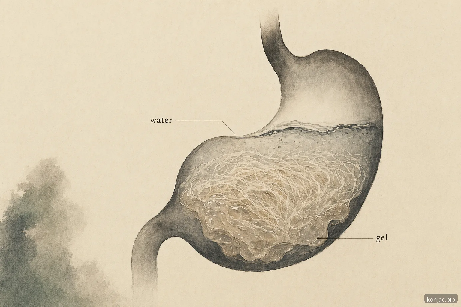 Glucomannan supplements absorb water in the gut, forming a viscous gel that helps support fullness.