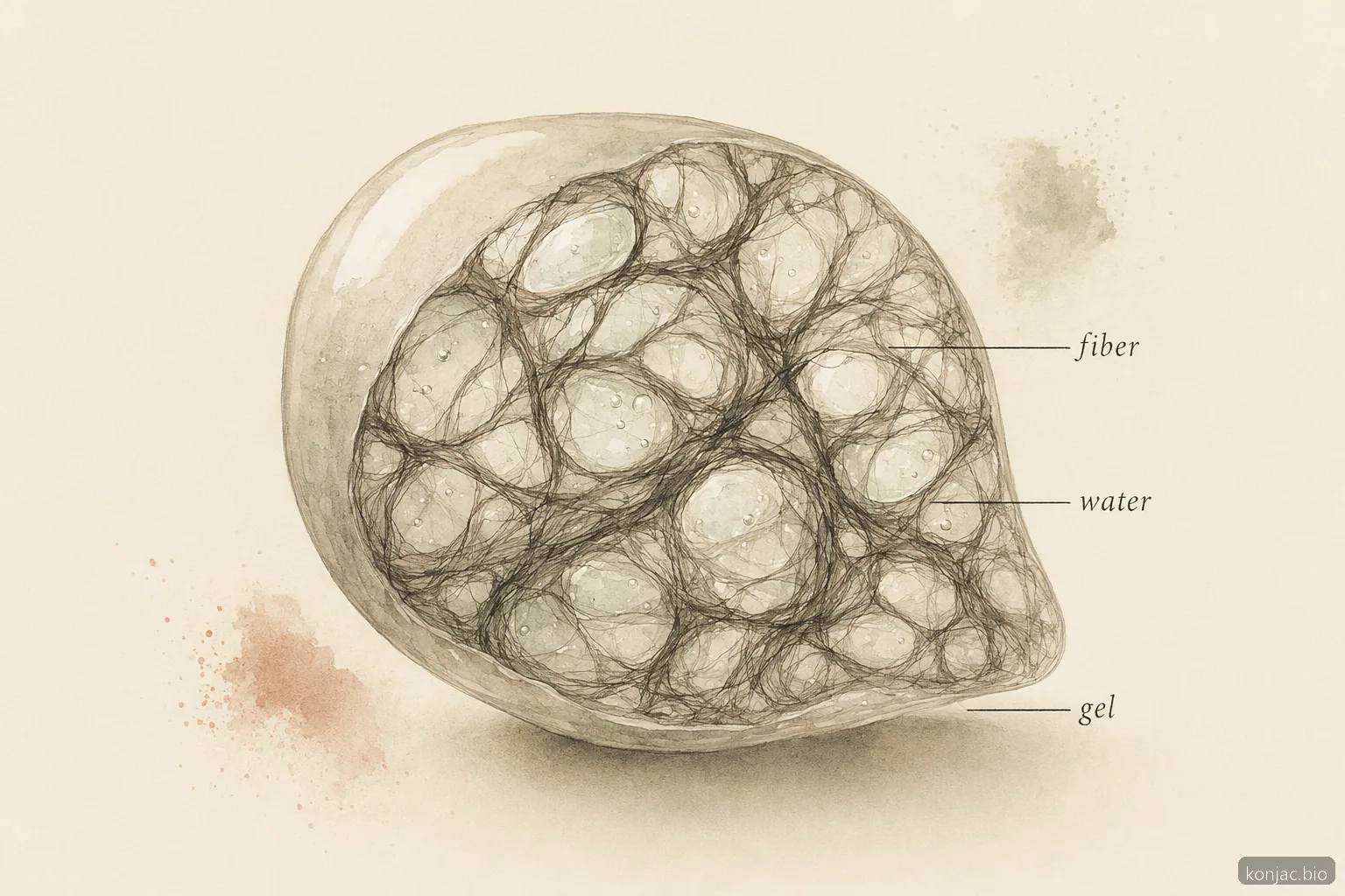 konjac foods glucomannan powder gel network traps water as soluble fiber hydrates and creates thick food texture