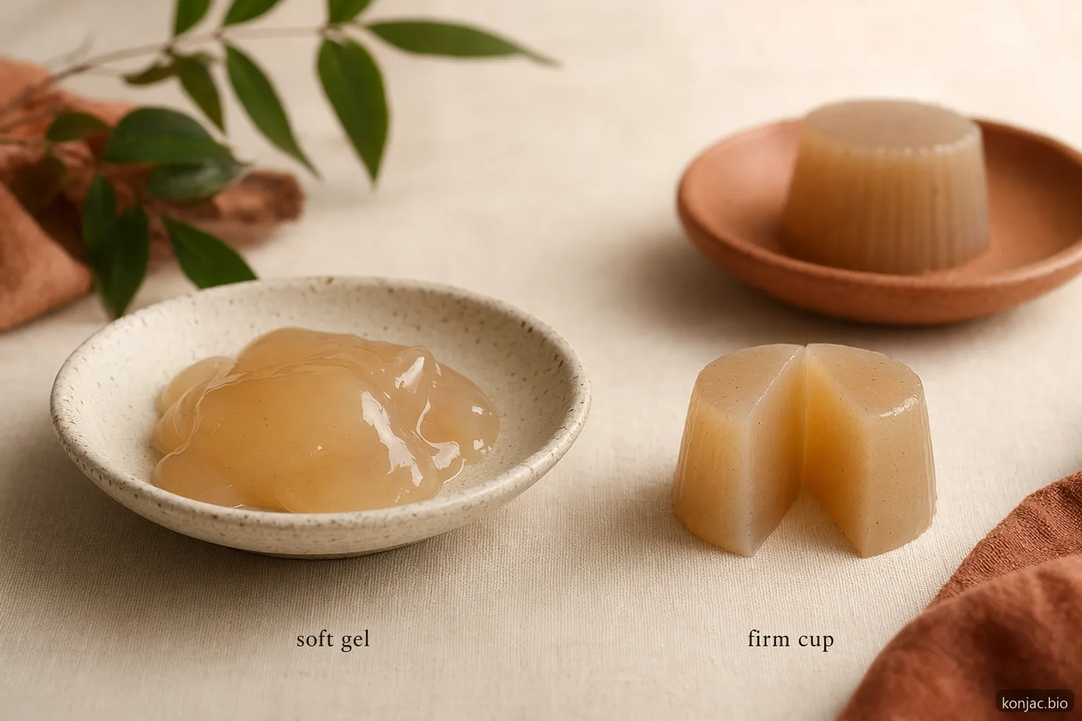 Konjac candy format comparison shows soft gels deform easily while firm mini cups need extra safety review