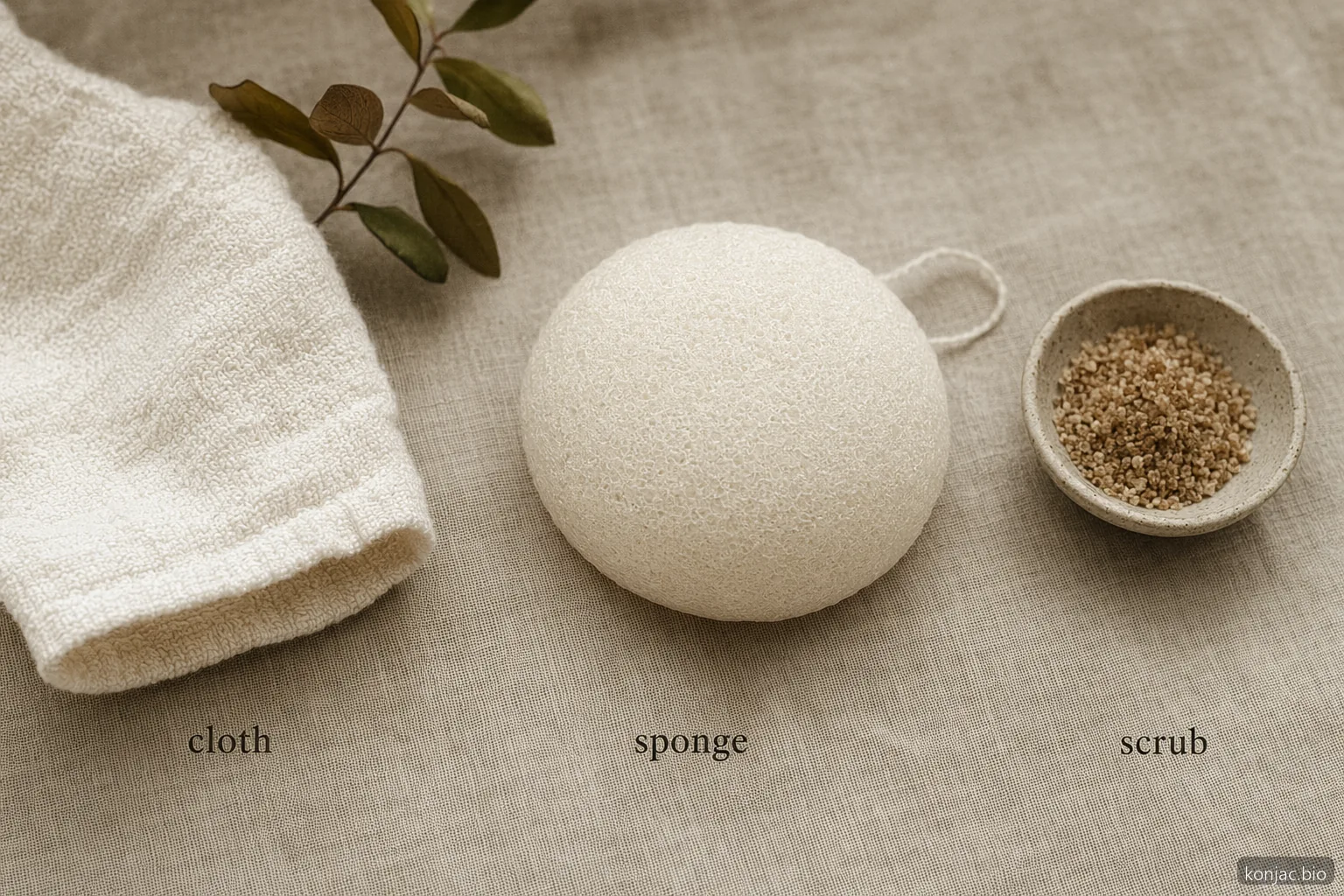 what are konjac sponges comparison: soft sponge texture is gentler than cloth or grainy scrub for cleansing
